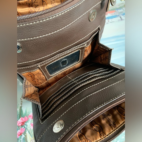 Tignanello 100% Genuine Leather Brown Crossbody Purse Vintage Academia Timeless - Picture 6 of 16